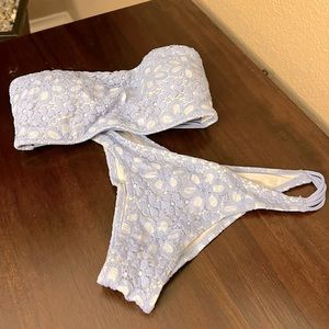 Victoria Secret Periwinkle Blue Lace Bikini